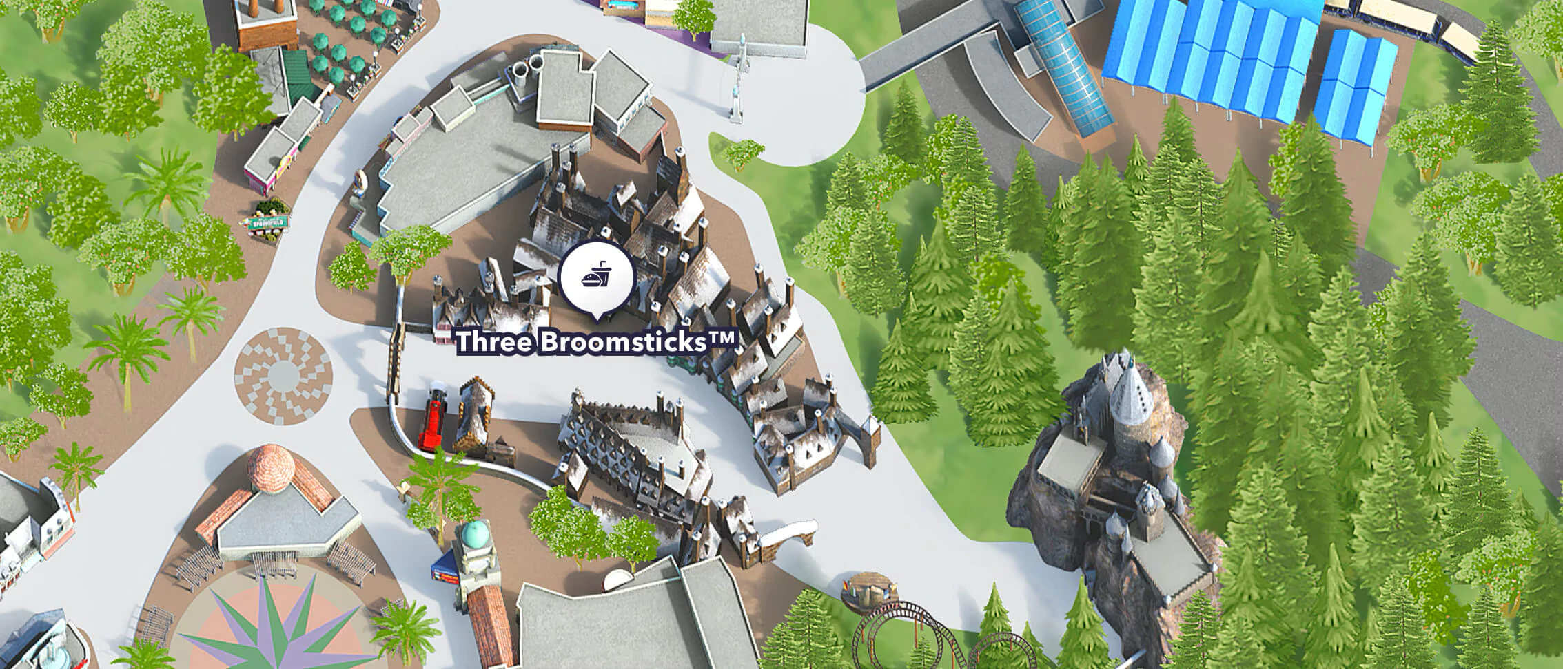 Three Broomsticks is located in The Wizarding World