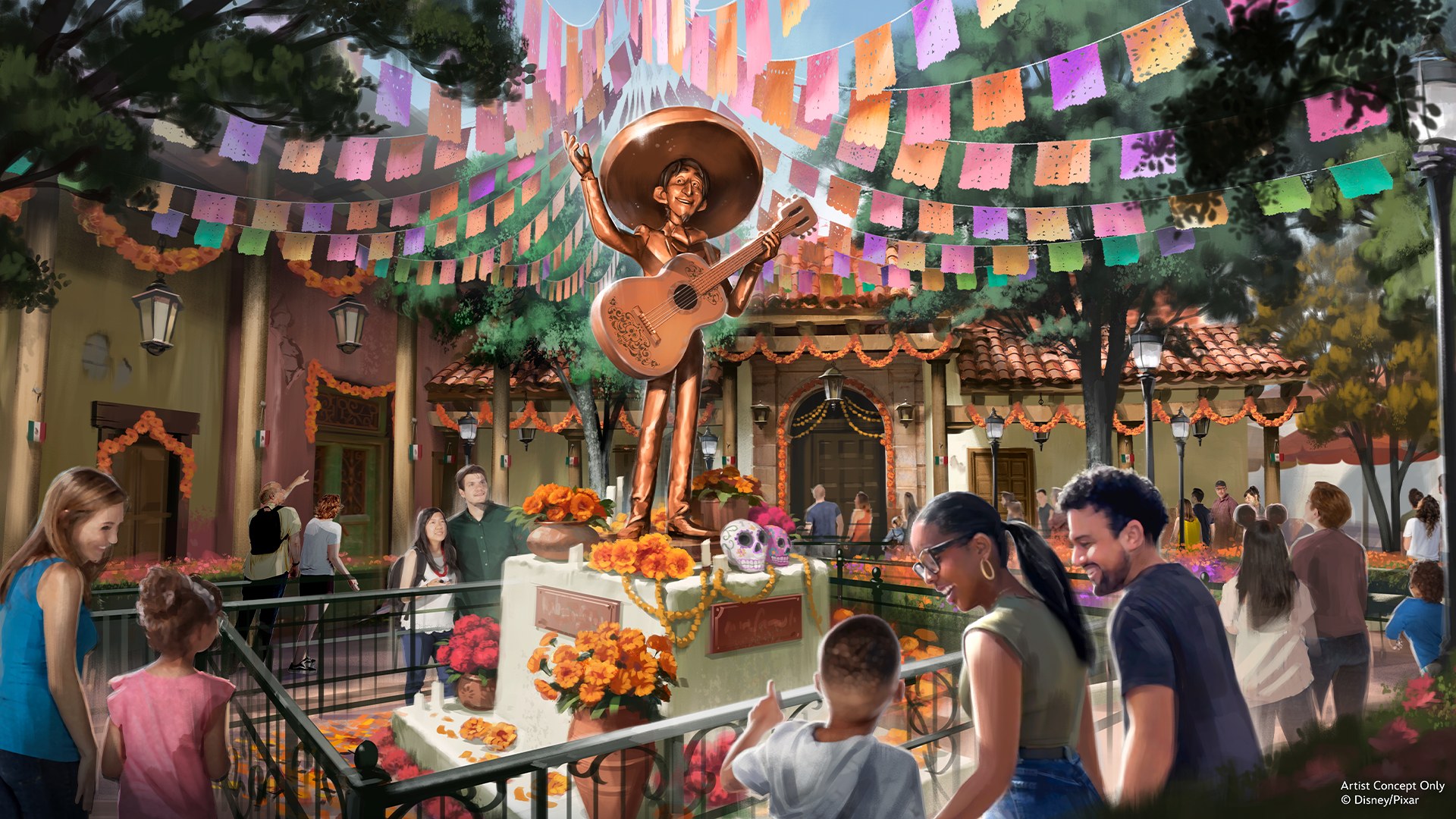 The queue leads guests into a casa museo dedicated to the music of Héctor Rivera. (Artist Concept/Walt Disney Imagineering)