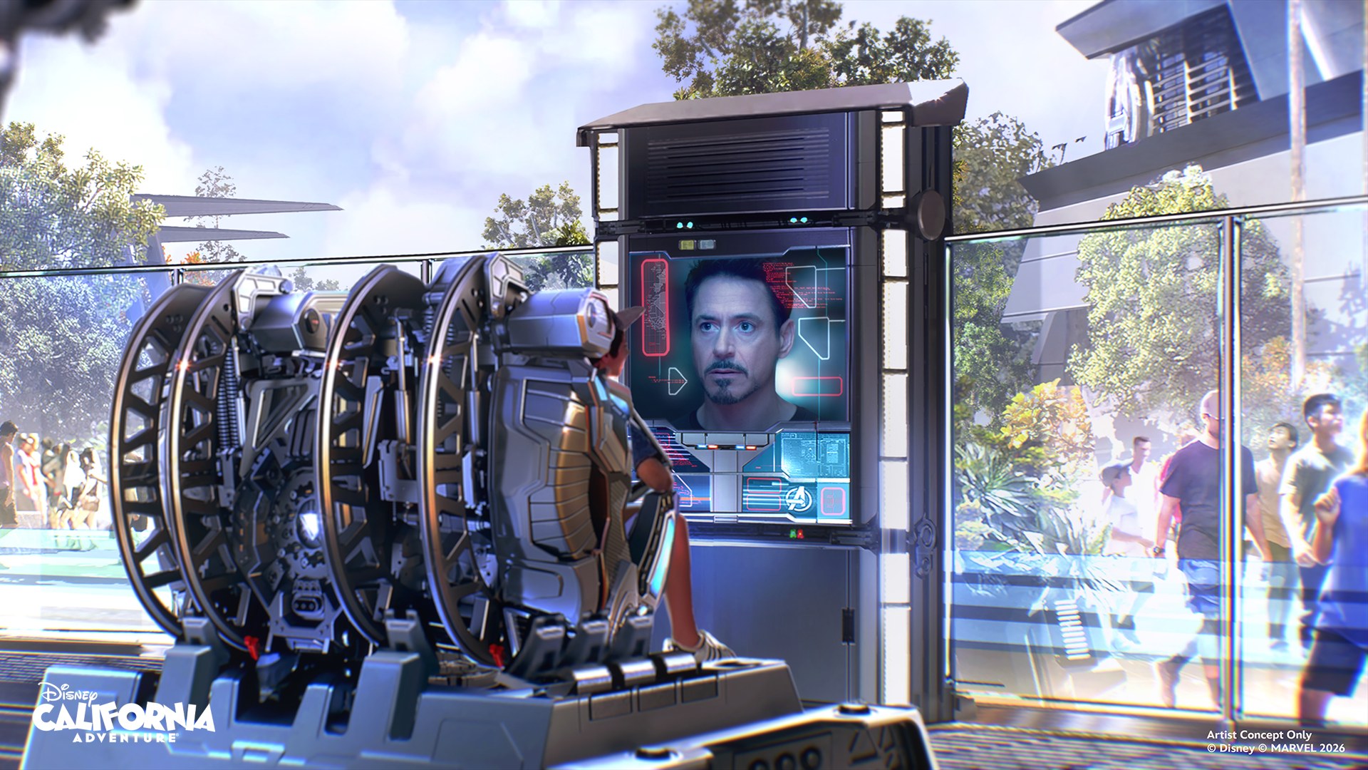 Robert Downey Jr. returns as Iron Man aboard Stark Flight Lab. (Artist Concept/Disney. © MARVEL 2026)