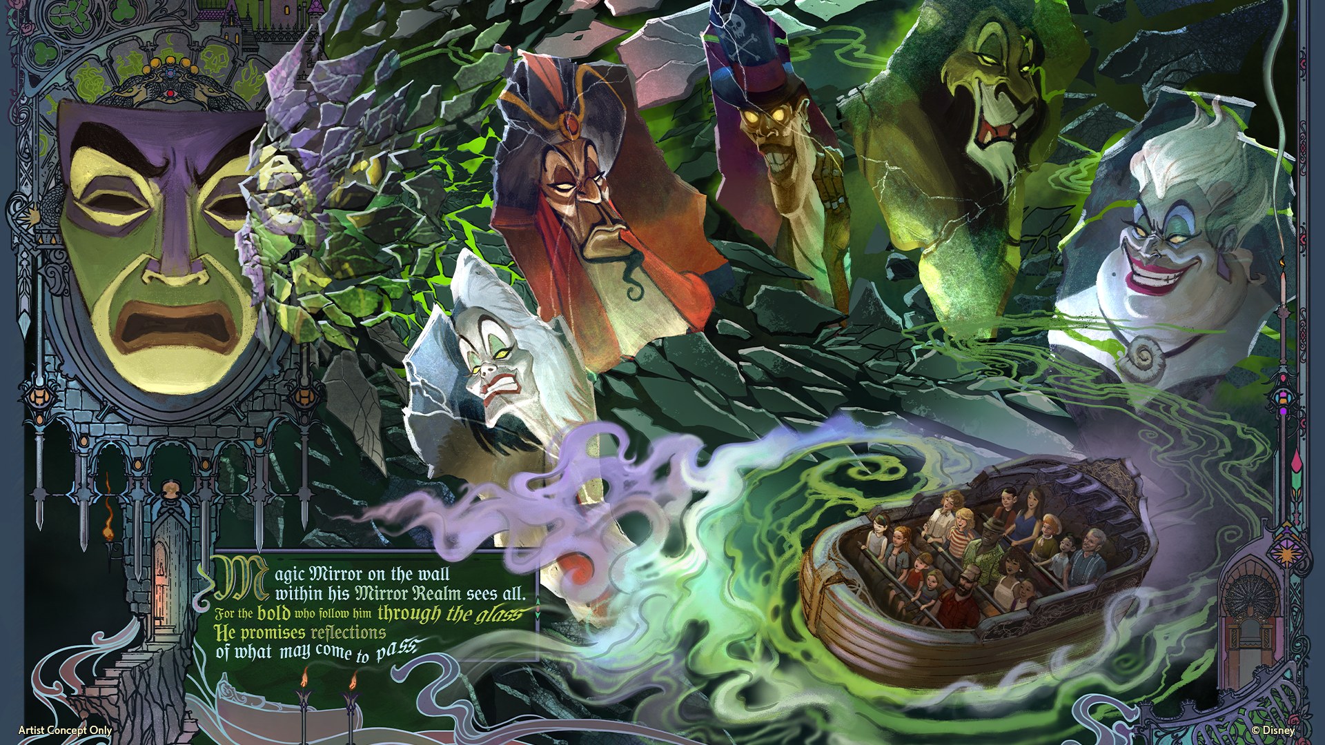 Inside the Mirror Realm on the Magic Mirror dark ride.&nbsp;Image: Disney