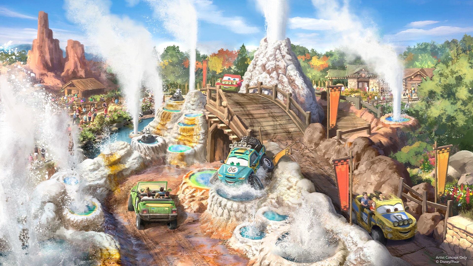 The geyser field sequence on Cars Ridge Run Rally, including the 