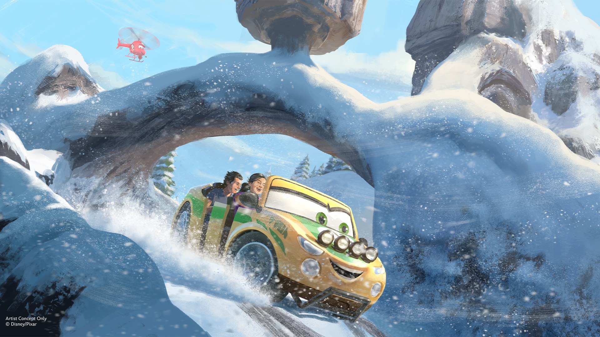The summit of Piston Peak — the fictional national park draws on the Rockies, Yosemite and Yellowstone.&nbsp;Image: Disney