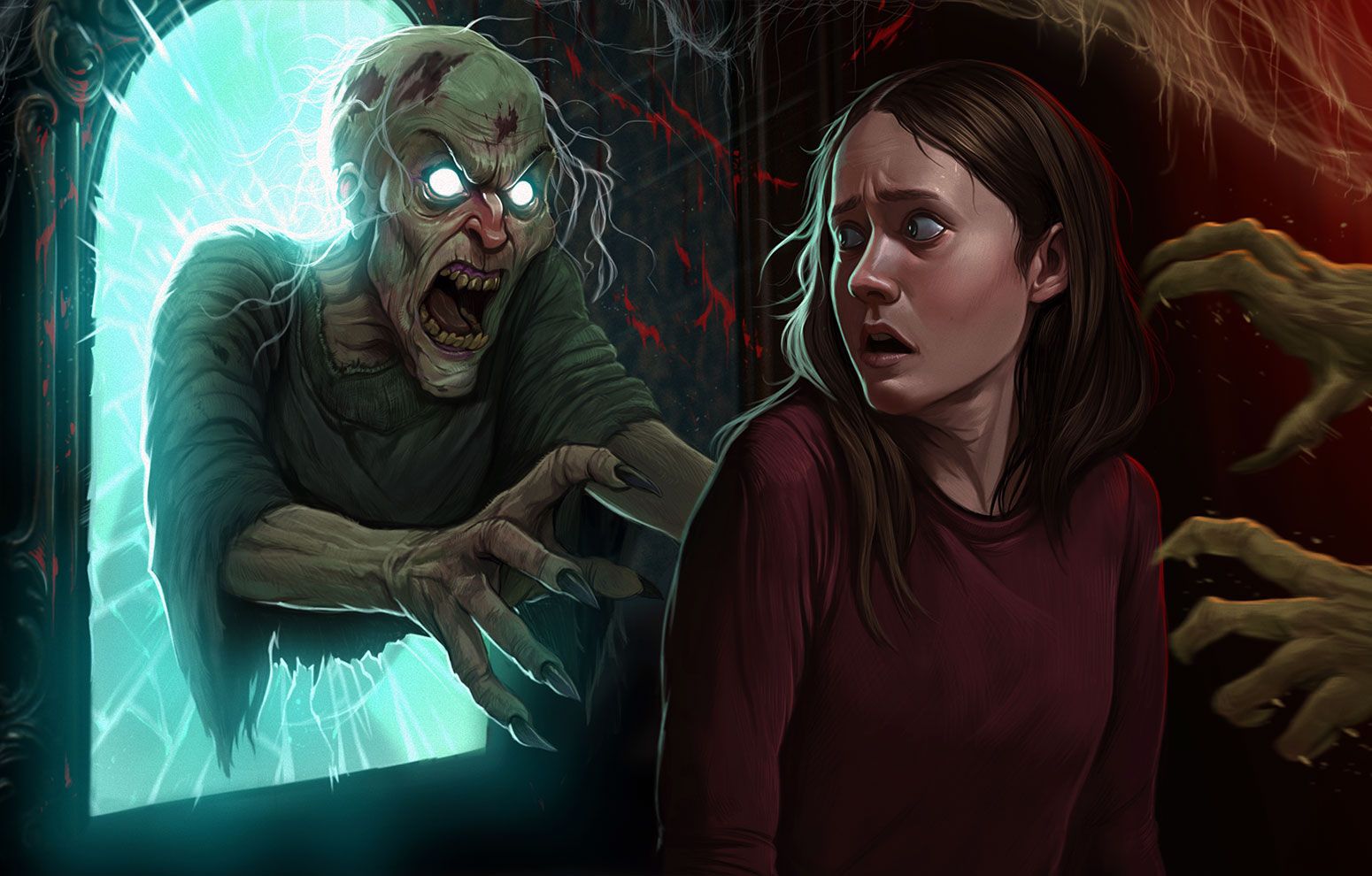 Official key art for the Mary: The Haunting of Worth Home maze. | CREDIT: Knott's Berry Farm
