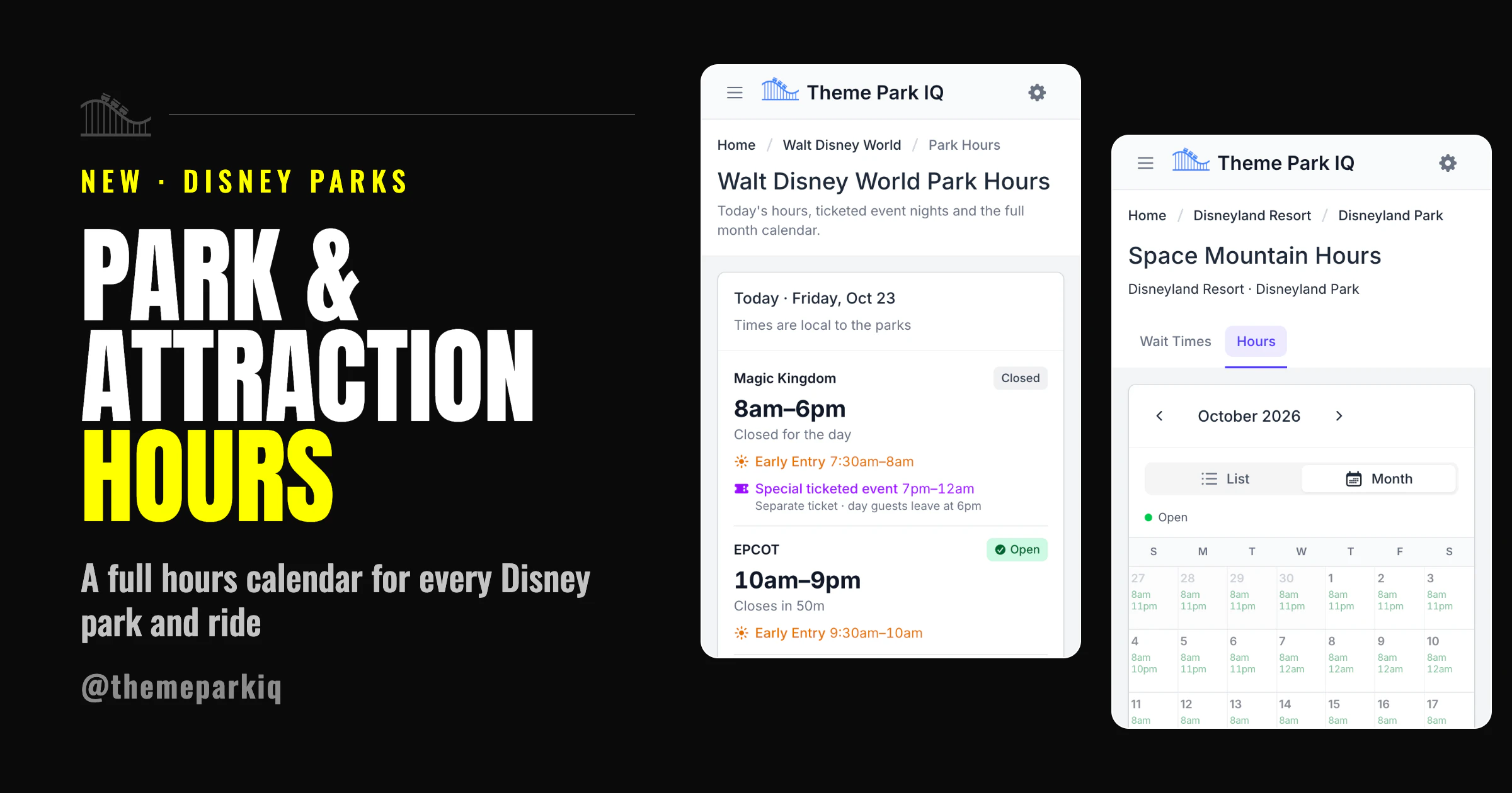 Park & Attraction Hours Screenshots