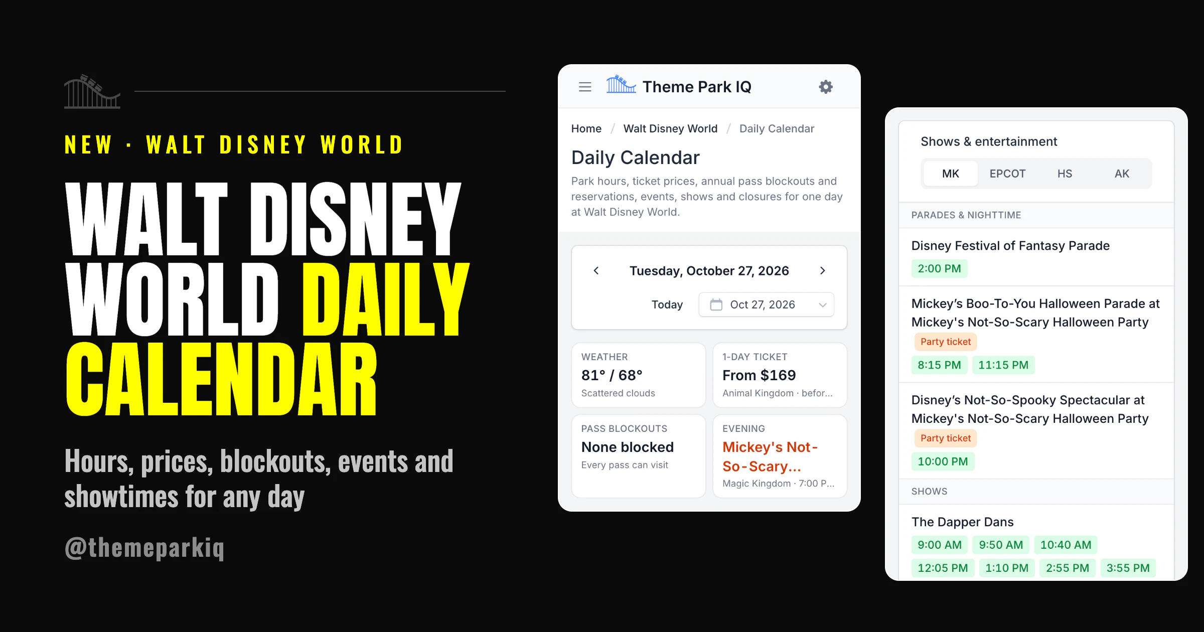 Disney World Daily Calendar Screenshots