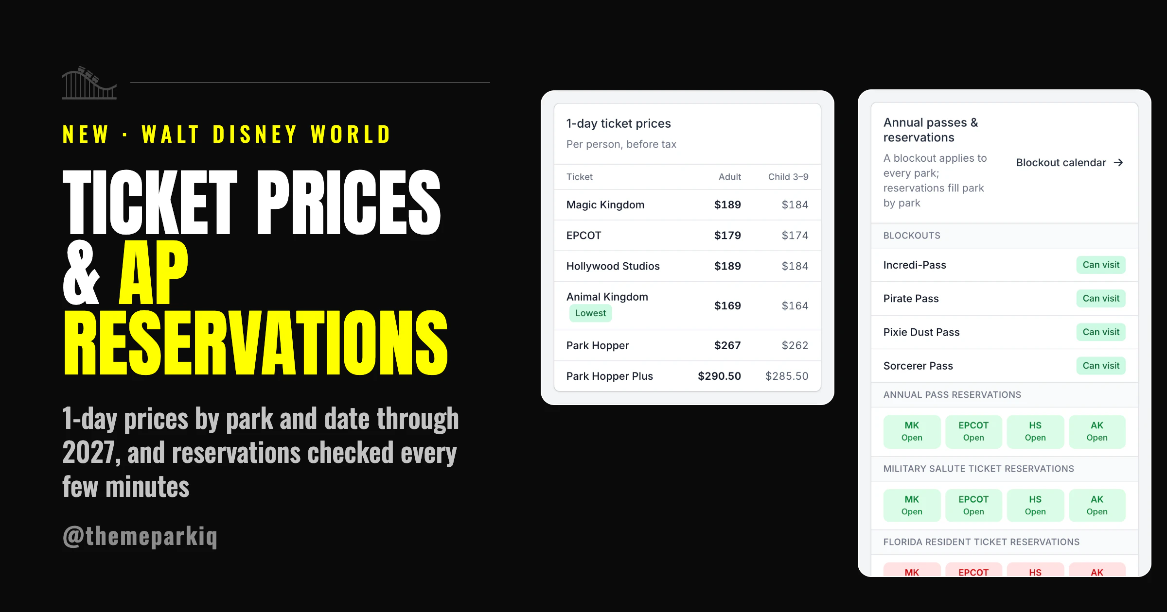 Ticket Prices & AP Reservations Screenshots