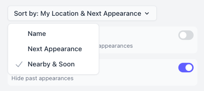 New sorting dropdown