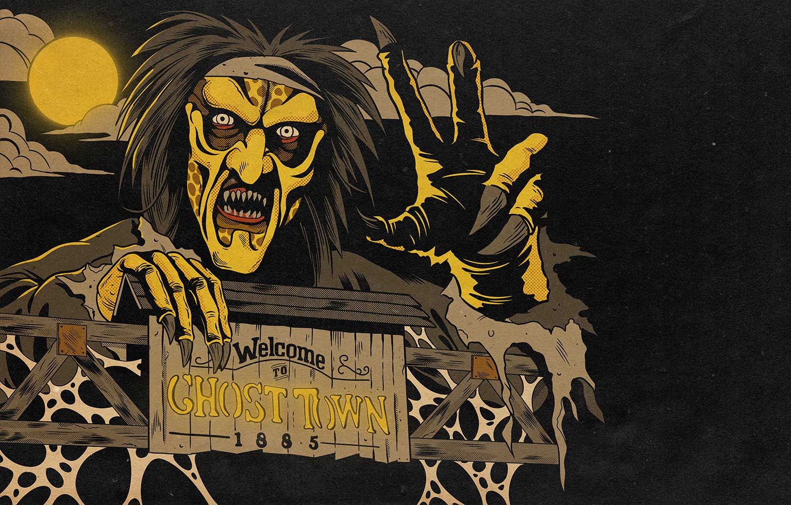 Official Knott's Scary Farm art of monsters in the fog on Ghost Town Streets. | CREDIT: Knott's Berry Farm