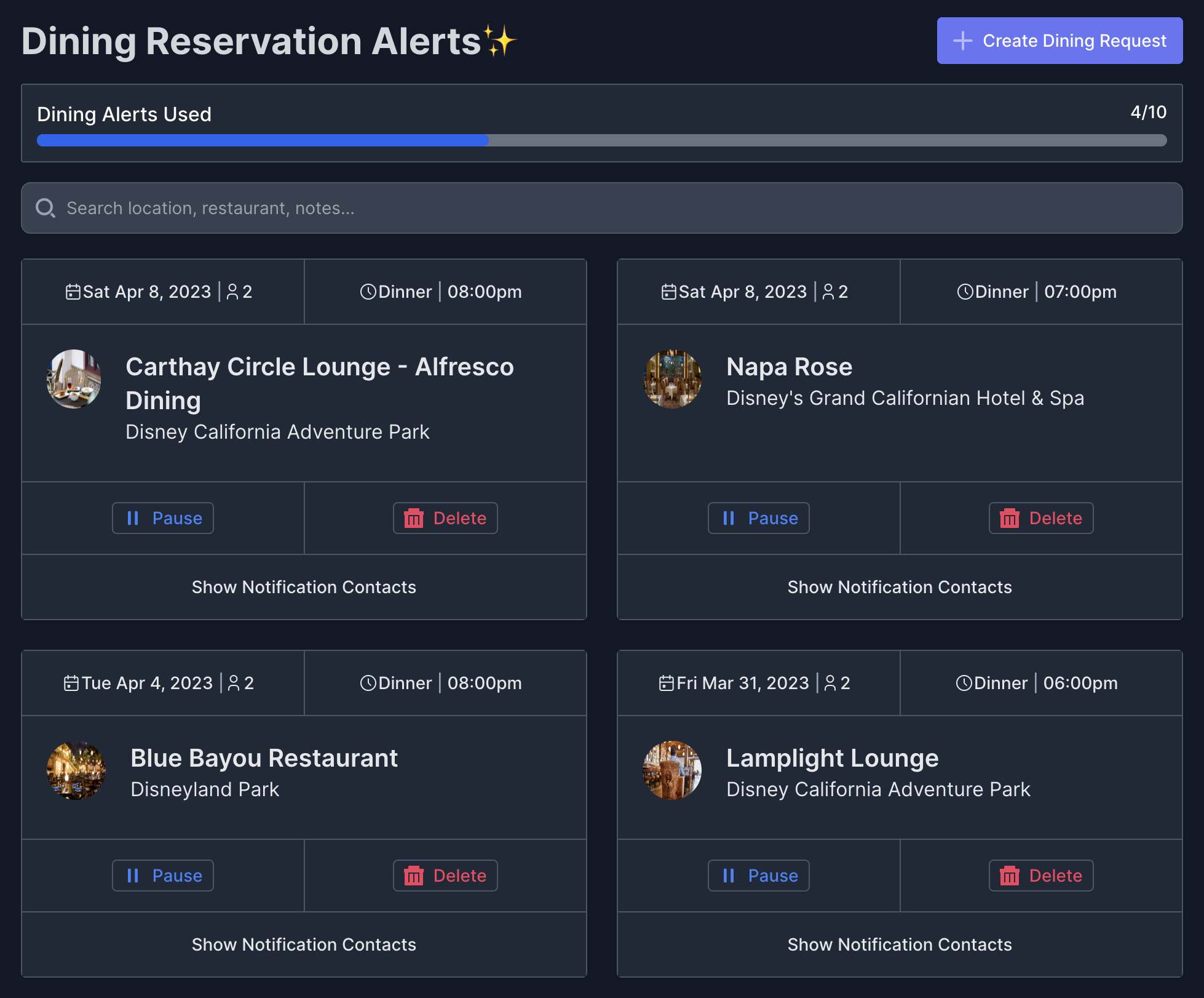 Walt Disney World Dining Reservation Alerts Theme Park IQ