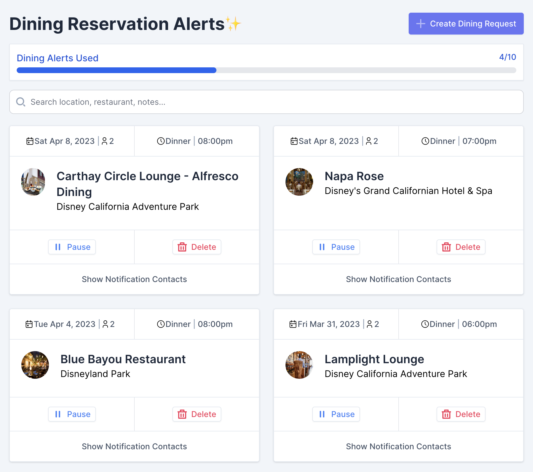Walt Disney World Dining Reservation Alerts Theme Park IQ