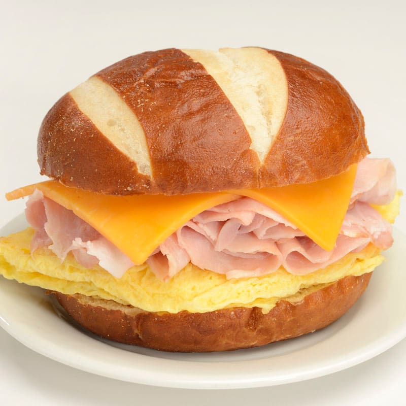 Ham, Egg, and Cheddar Breakfast Sandwich