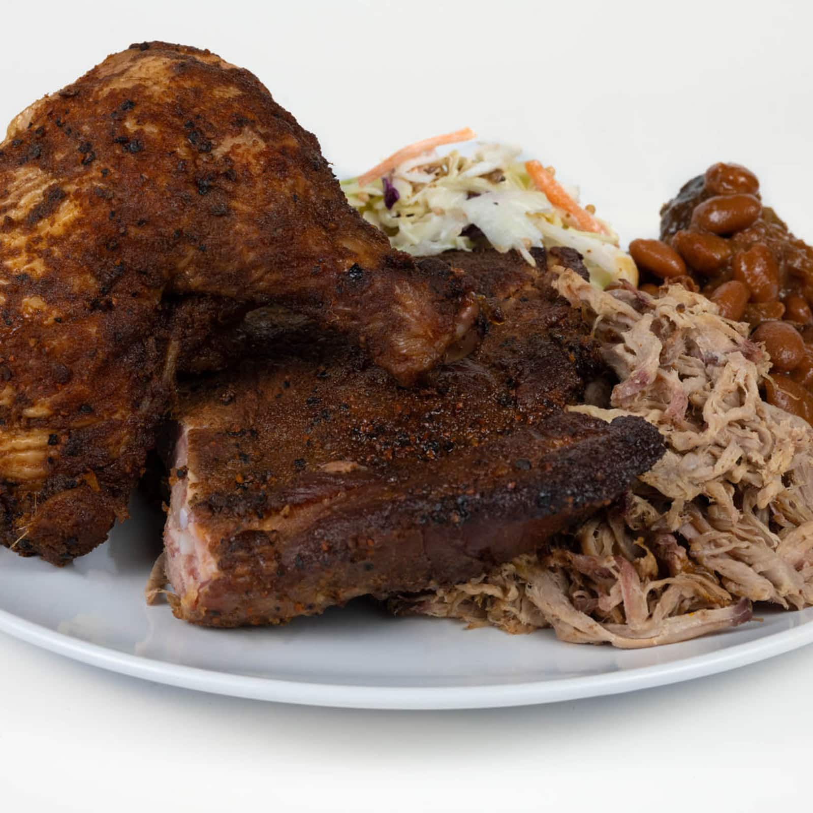 Ribs, Chicken, and Pulled Pork Sampler
