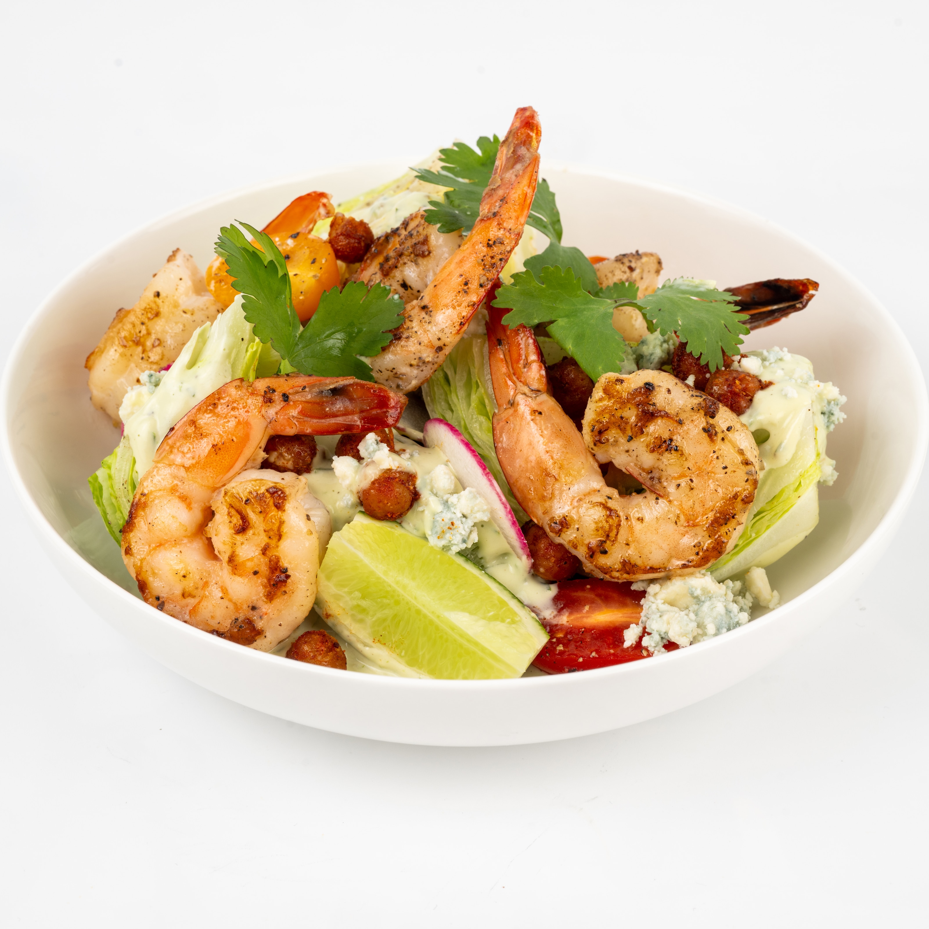 Villa del Lago Wedge Salad with Plancha-seared Shrimp
