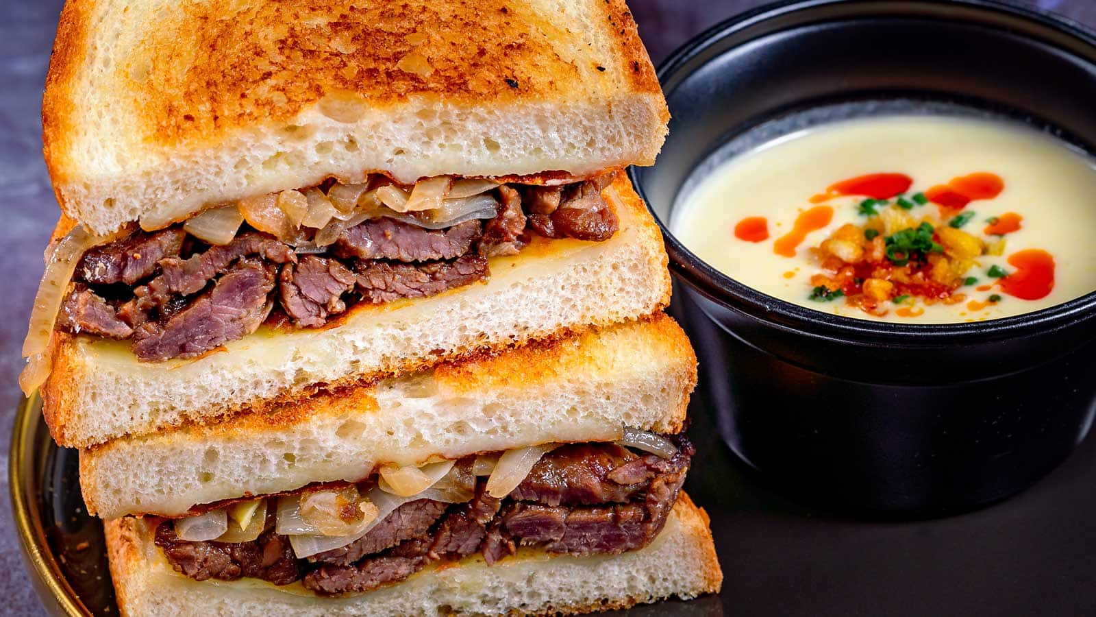 Boo-gogi Toasted Sandwich with Corn Cheese Soup