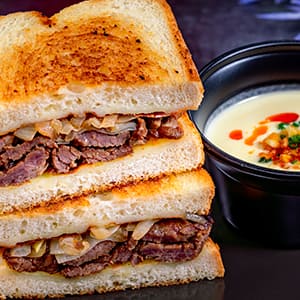 Boo-gogi Toasted Sandwich with Corn Cheese Soup 