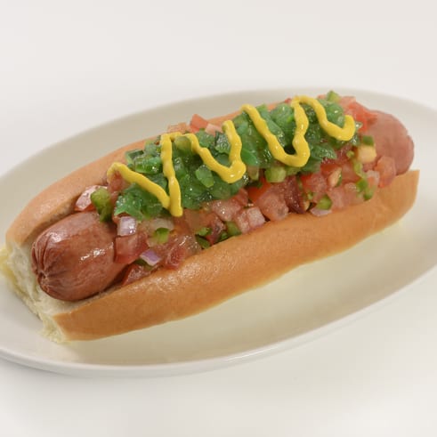 Plant-based Chicago-style Dog
