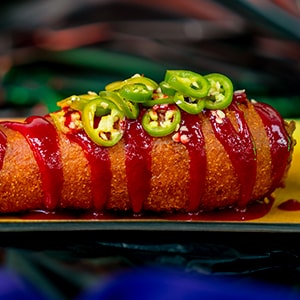 Spicy Beef and Mozzarella Corn Dog 