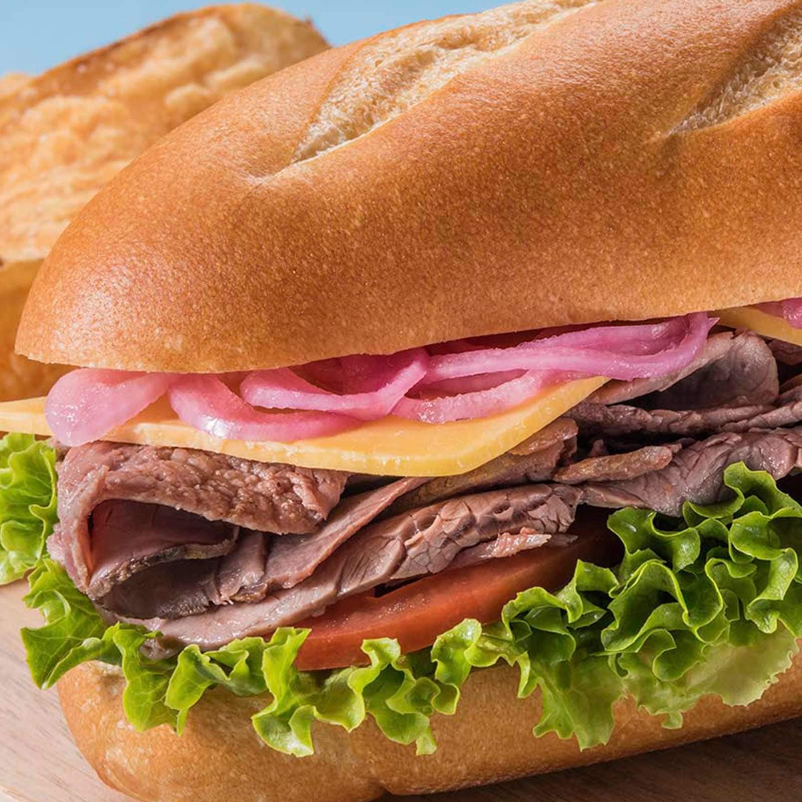 Roast Beef and Cheddar on a Hoagie Roll 