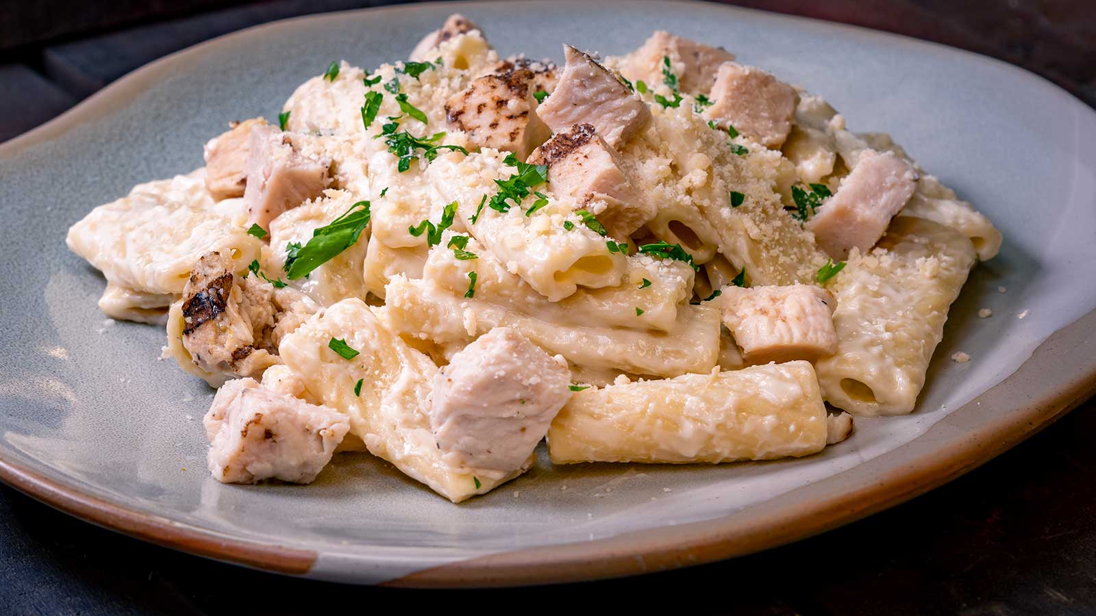 Four-Cheese Roasted Garlic Chicken Pasta 