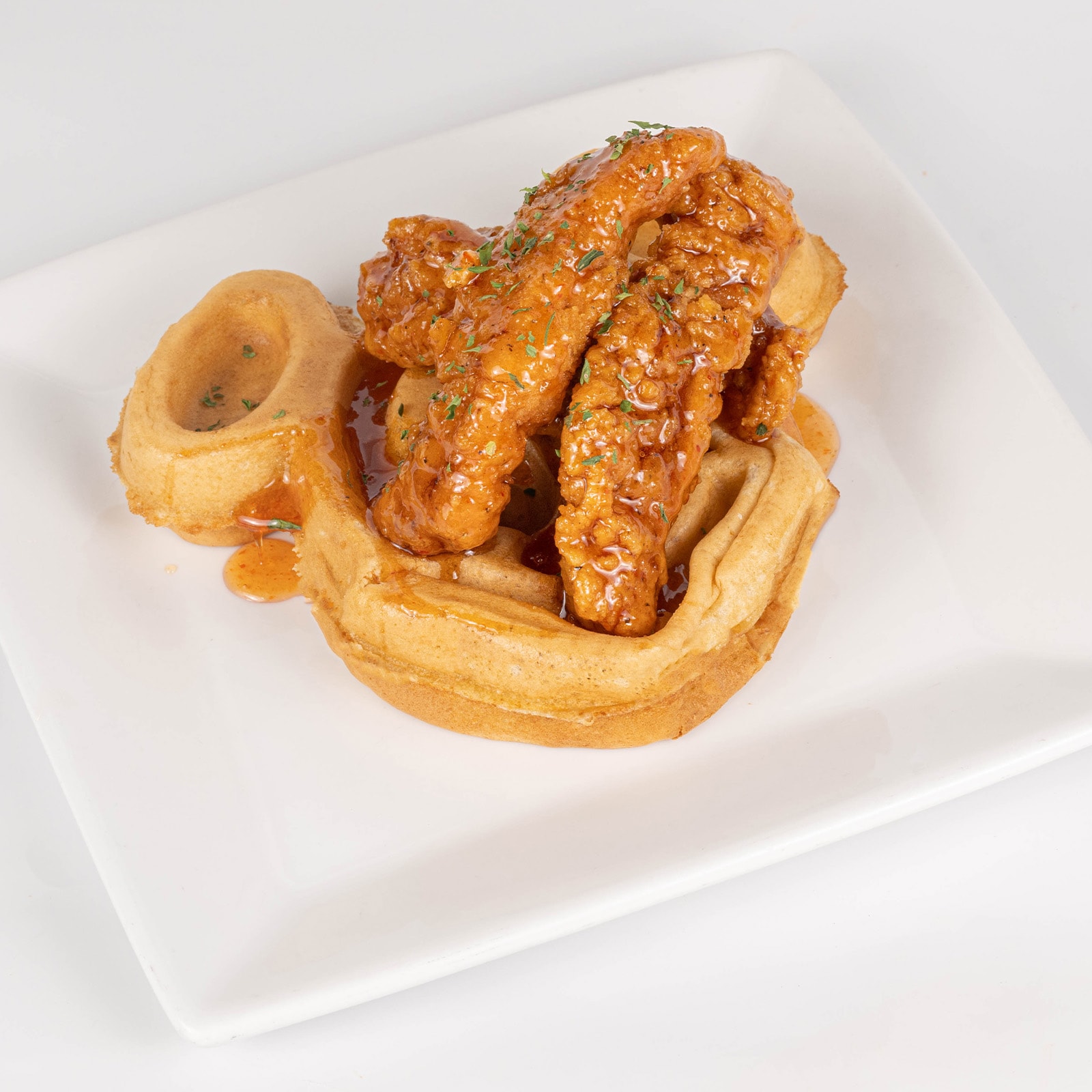 Waffle with Sweet-and-Spicy Maple Chicken