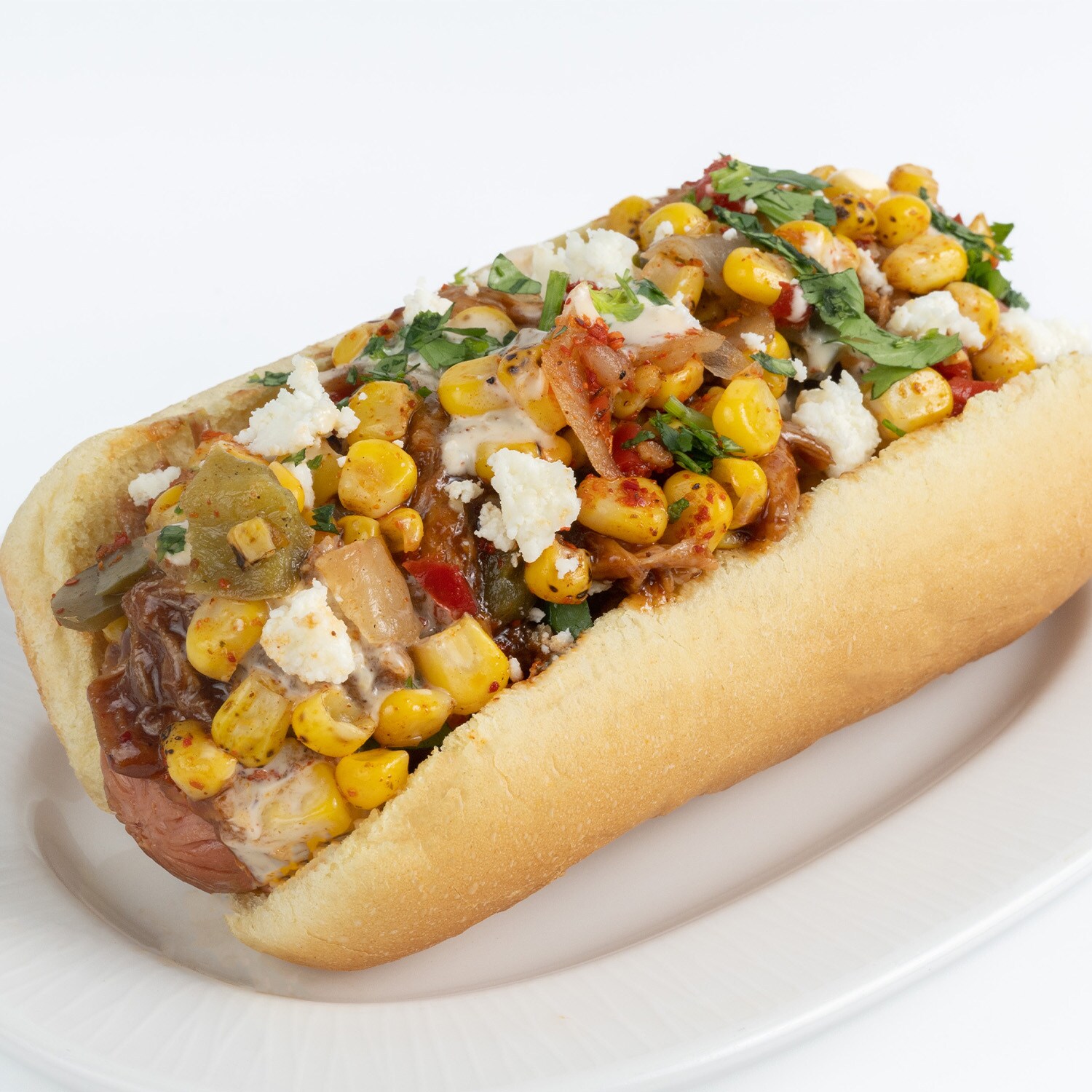 Chipotle Barbecue Pork and Street Corn Hot Dog