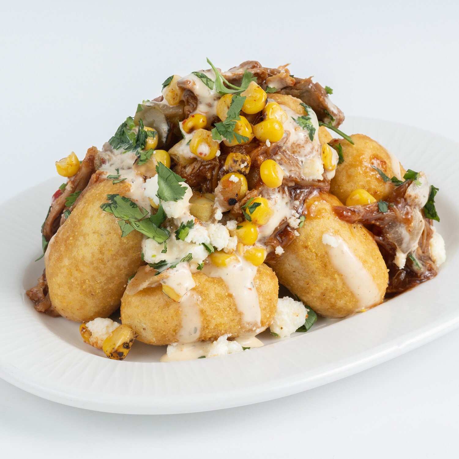Chipotle Barbecue Pork and Street Corn Mini Corn Dogs