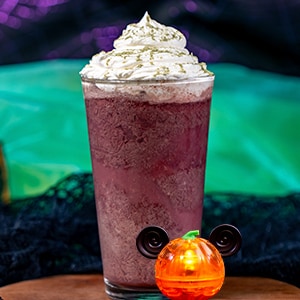 Acai Blueberry Smoothie with Mickey Mouse-shaped Pumpkin Glow Cube 