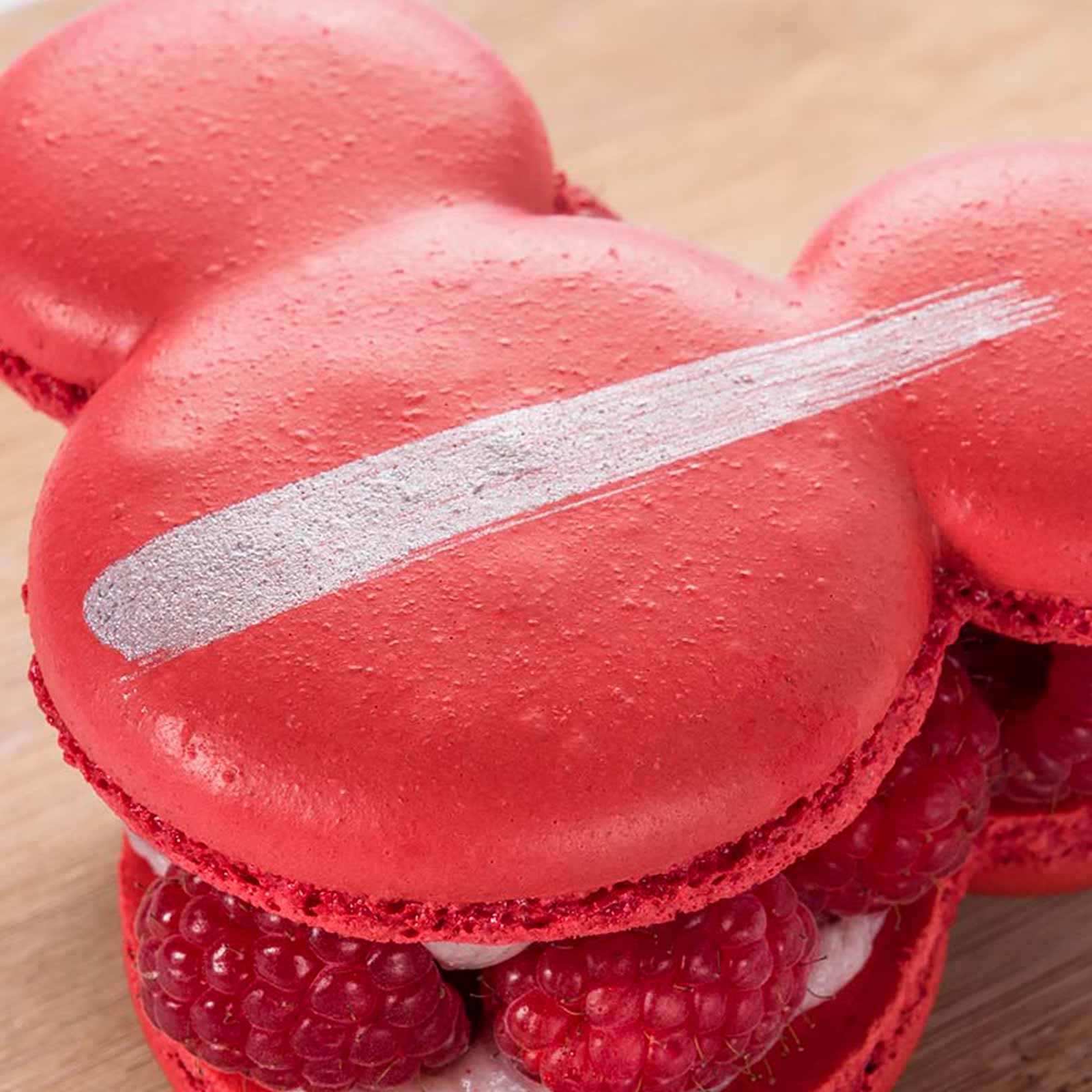 Raspberry-Rose Mickey-shaped Macaron