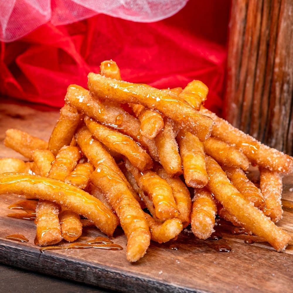 Hot Honey & Cinnamon Sugar Funnel Cake Fries