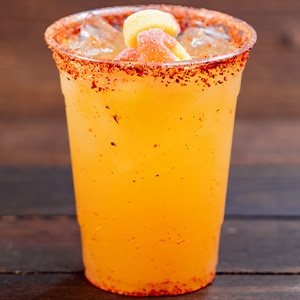 Peach Lemonade with Peach Rings