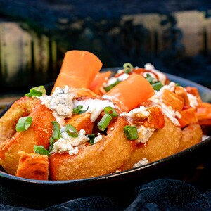 Buffalo Chicken Loaded Onion Rings 