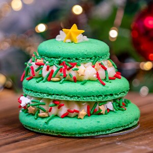 White Mocha-Peppermint Tree-shaped Macaron 