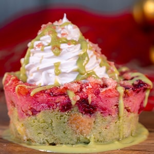 Strawberry Green Tea Bread Pudding