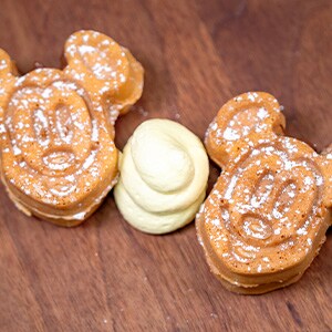 Mickey-shaped Banana-Hazelnut Waffles [Available starting March 6]
