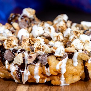 Campfire S'mores Funnel Cake