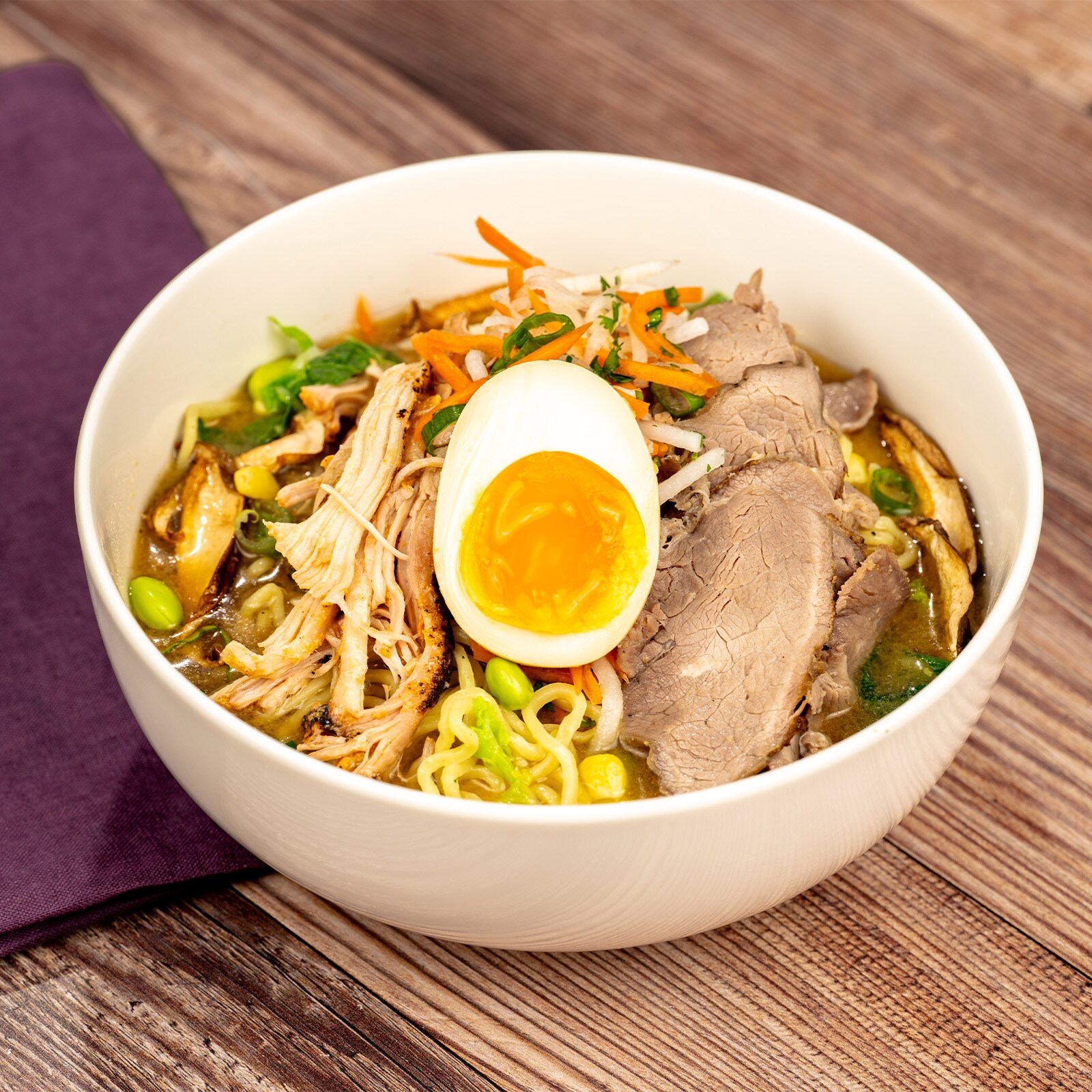 Ramen Noodle Bowl with Beef and Chicken