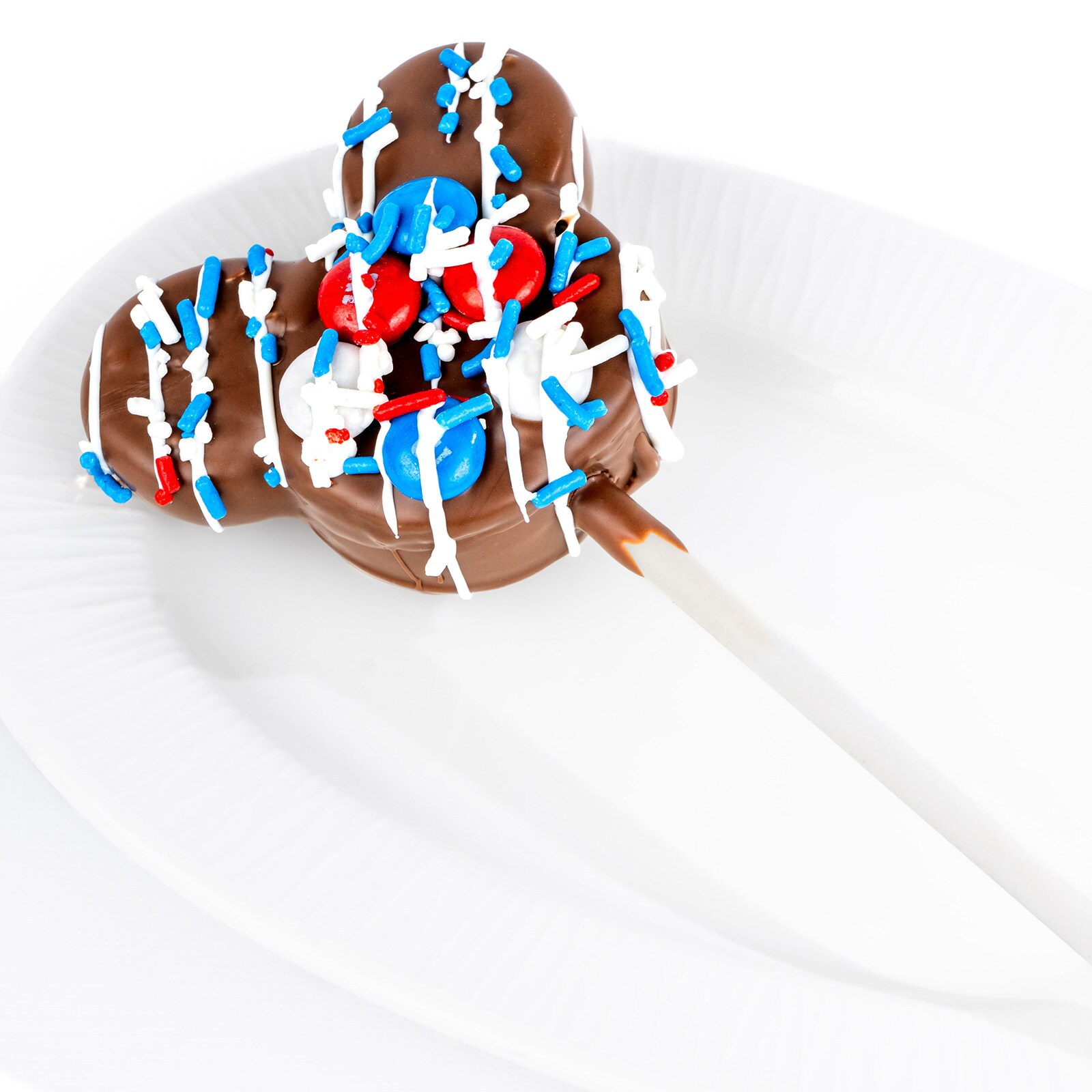 Patriotic Mickey Chocolate Cake Pop with M&M’S® Milk Chocolate Candies