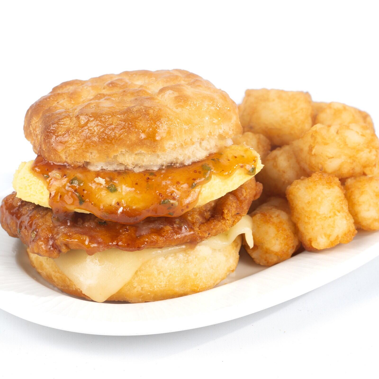 Honey Butter Chicken Biscuit Breakfast Sandwich